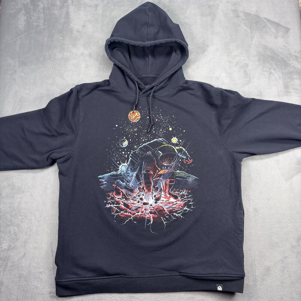 Into The AM Hoodie Men's XL Black Mars Astronaut Outer Space Pockets Pullover